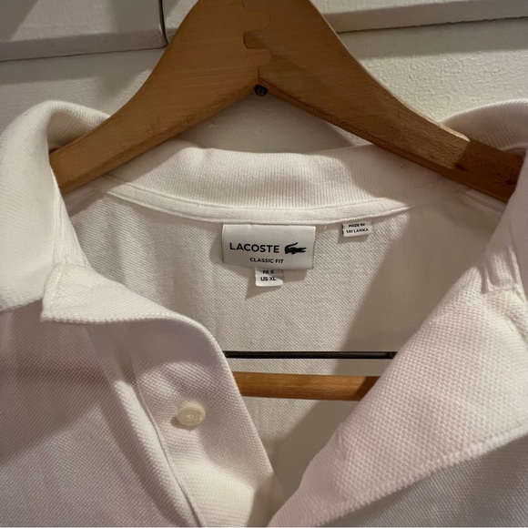 Lacoste x Pique Polo Shirt XL Classic Fit Green Croc Logo 100% Cotton White NWOT - Picture 6 of 12